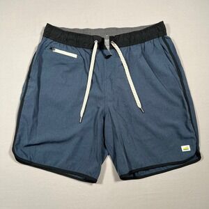 Vuori Banks Shorts Mens Large Azure Blue Textured Performance Athletic Swim V330